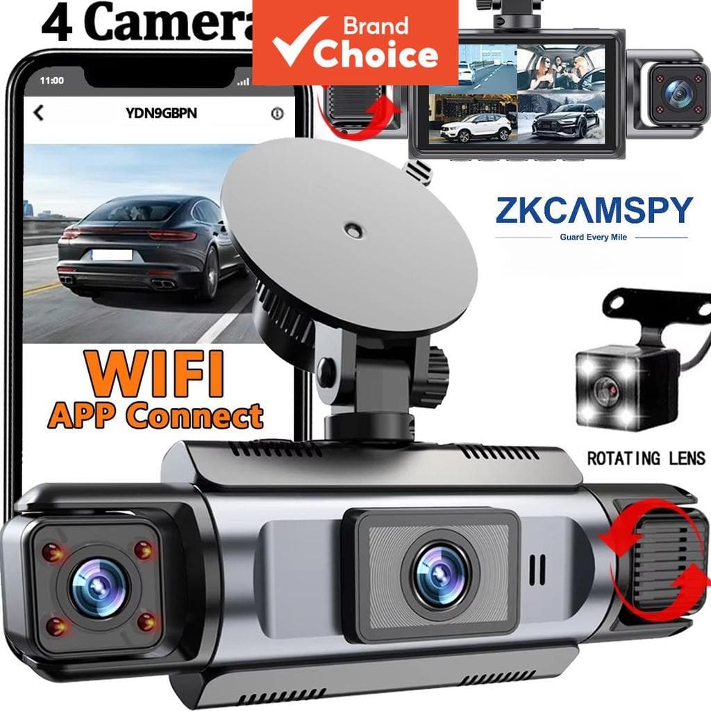 WIFI Dash Cam 1080p Fhd Visão Noturna 360 ° Kit De Fio Rígido Para Câmera Dvr De Carro Frontal/Esquerda/Direita/Traseira