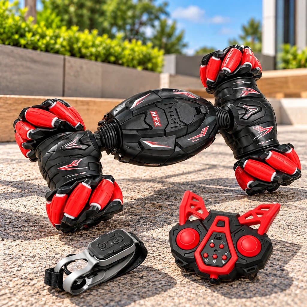 Brinquedo Carrinho de Controle Remoto Acrobático com Luvas e Controle 7 Funções