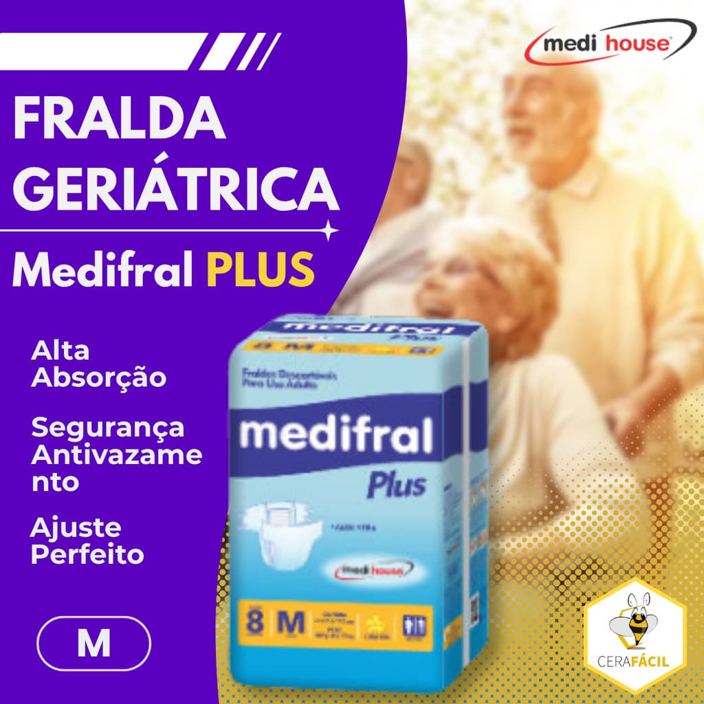 Fralda Geriátrica Descartável Medifral Plus uso adulto