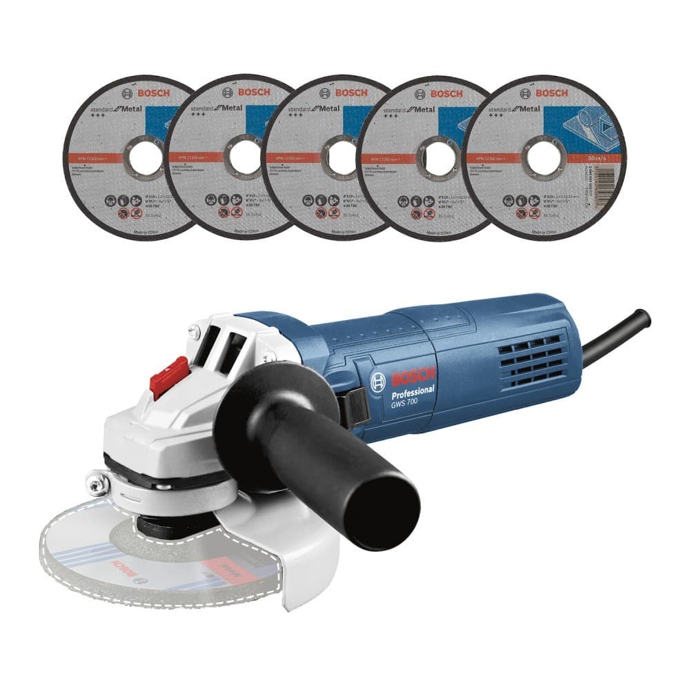 Esmerilhadeira angular 4.1/2" 710W com 5 Discos - GWS 700 Bosch