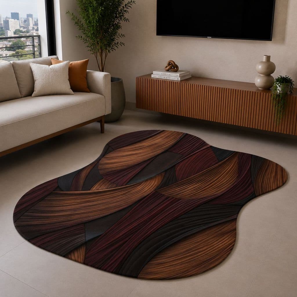 Tapete Orgânico Decorativo 117x67cm Antiderrapante para Sala e Quarto 022