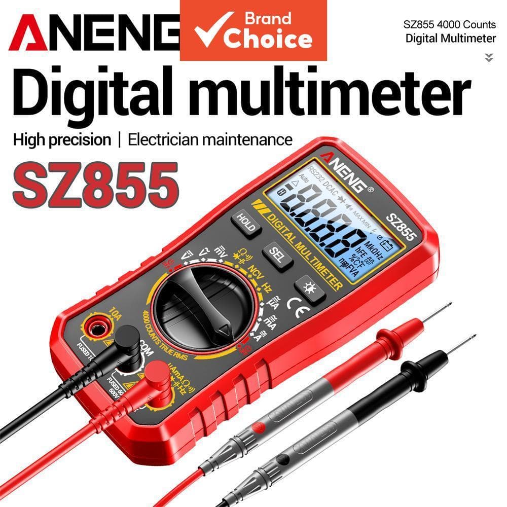 One Pc ANENG SZ855 Multímetro Digital 4000 Contagens NCV AC DC Tensão Corrente Resistência Capacitância Frequência Teste