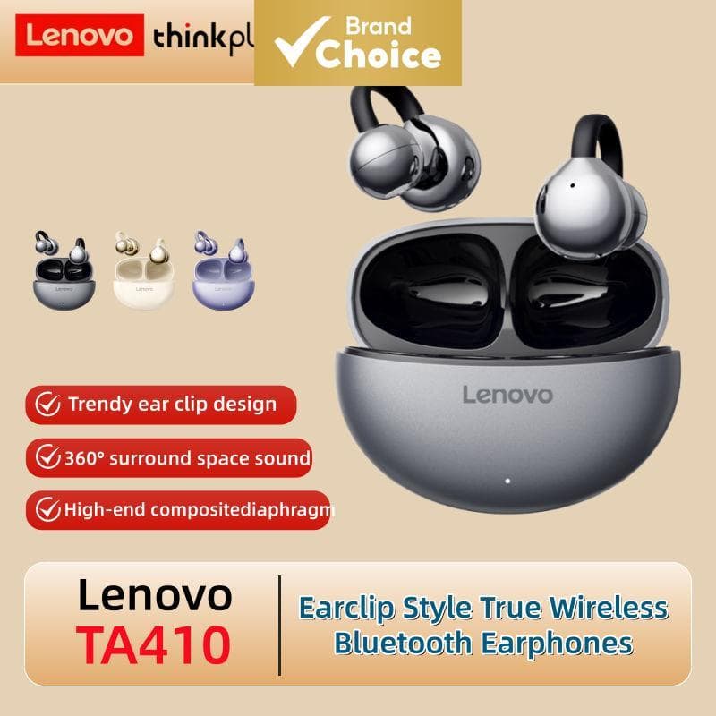 Fones de ouvido Lenovo TA410 com condução aérea por ossos, Bluetooth, clipes auriculares, fones de ouvido, não