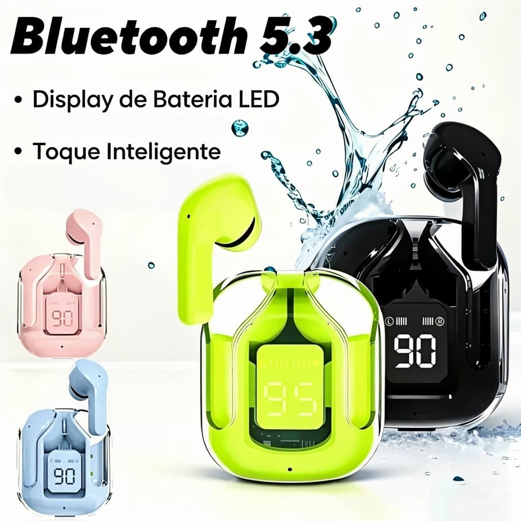 Fones de ouvido Bluetooth TWS com visor digital, ideais para o trajeto diário e para a academia