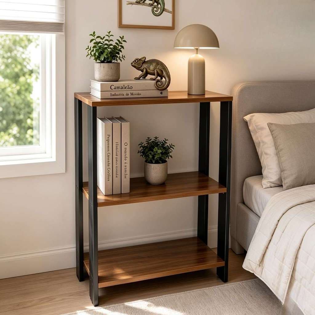 Estante Industrial Decorativa Organizador Prateleira Multiuso Sala Escritório Cozinha Lenir Camaleão