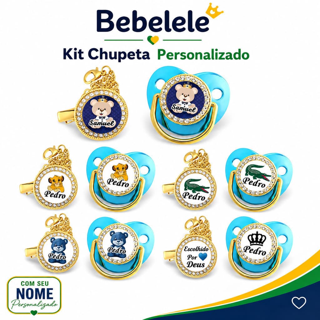 Chupeta azul para bebê, personalizada com nome/foto do bebê menino, inclui prendedor de chupeta &A20122