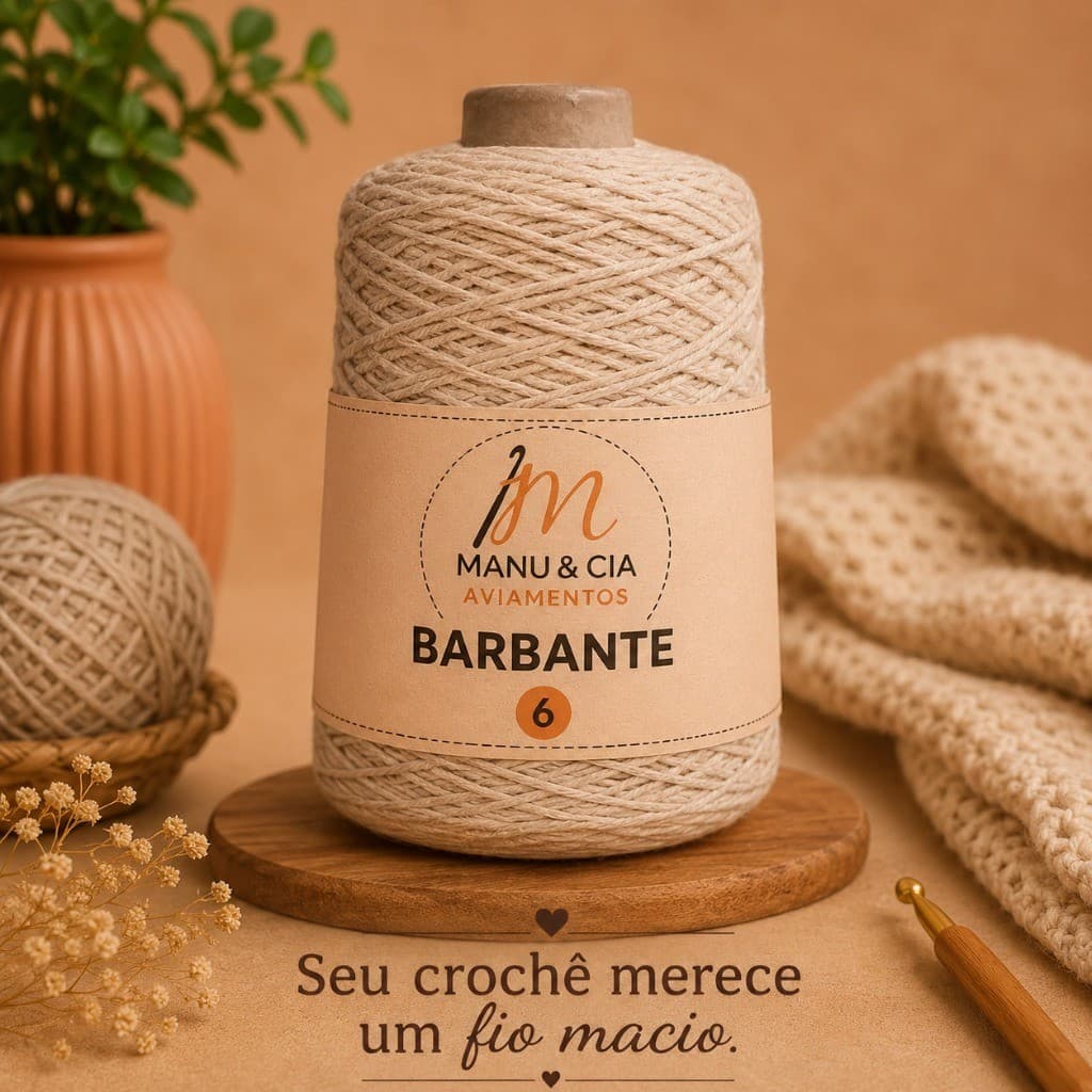 Barbante Areia nº6 para Crochê e Artesanato – Tom Neutro