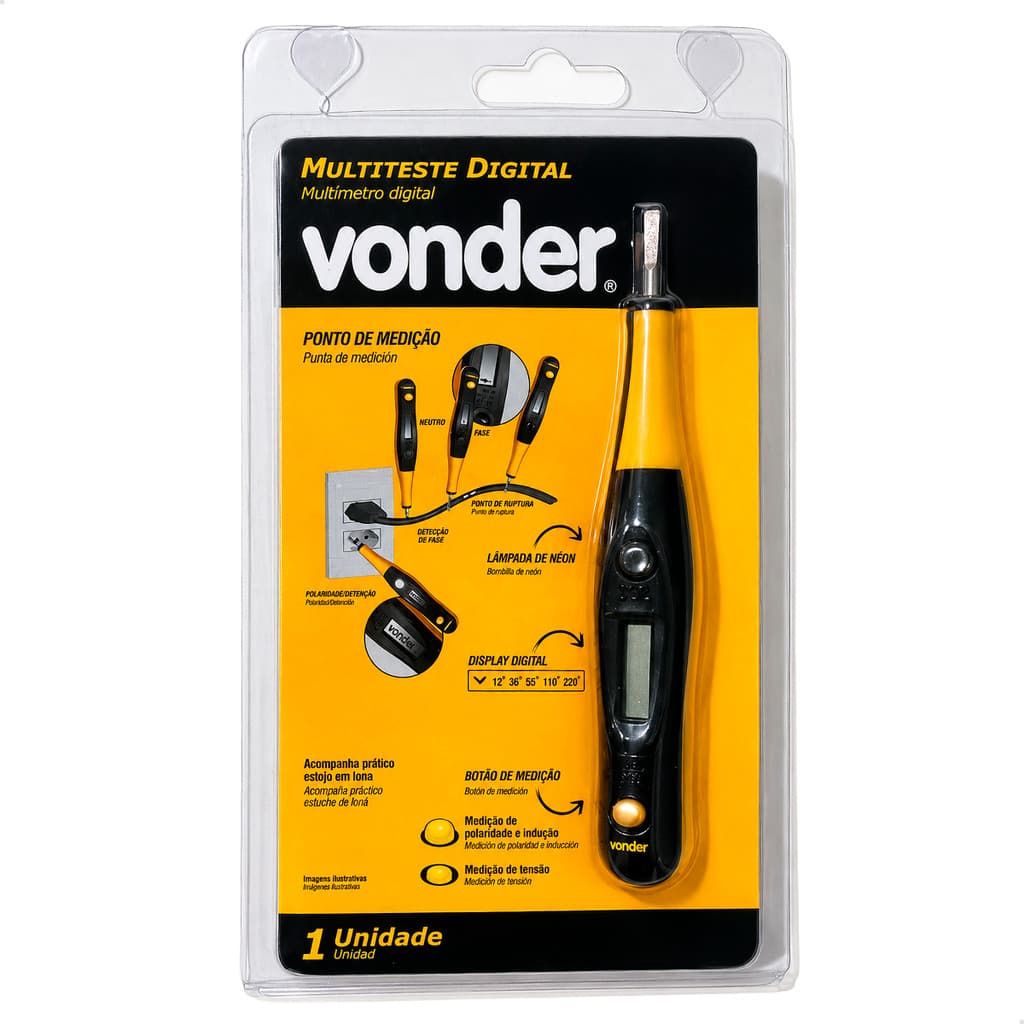 Multiteste Digital Vonder 3880006000 Multímetro Portátil para Tensao Corrente Resistencia