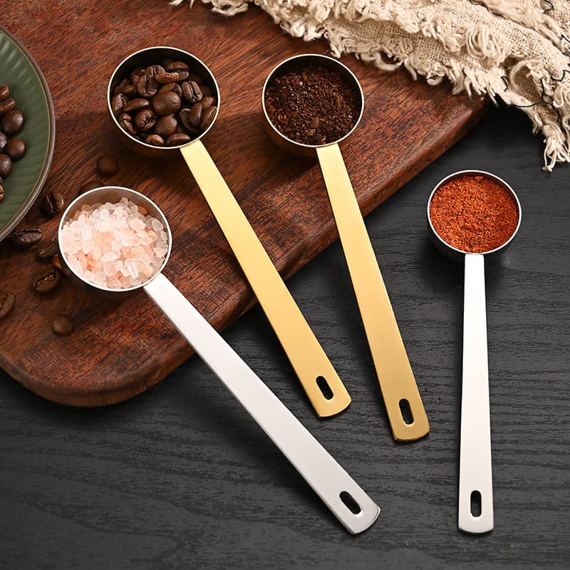 Colher medidora de grãos de café em aço inoxidável 304, para pó de frutas, leite em pó, colher medidora para confeitaria