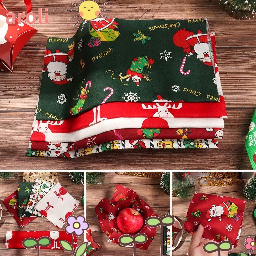 AROLI 5 Unidades De Tecido De Algodão Série De Natal Impressa Em Vários Estilos De Impressão De Moda Patchwork Materiais