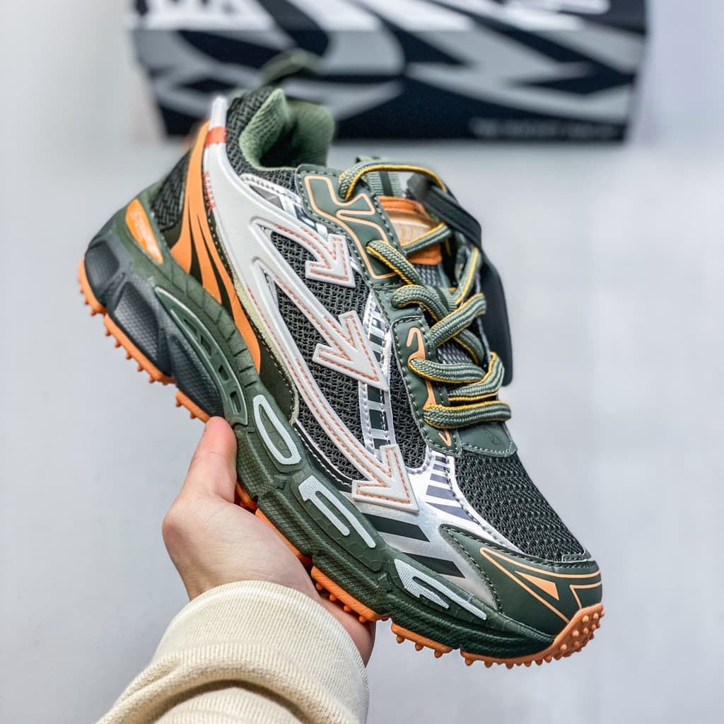 Tênis de corrida Off White para homens, tênis esportivos de sola grossa para cross-country para mulheres, tênis de corri