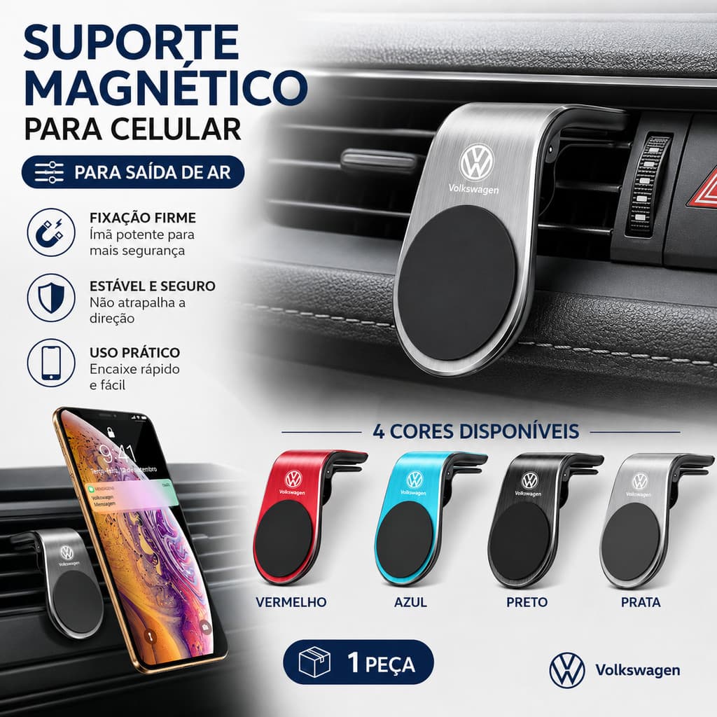 Suporte Magnético De Telefone Para Carro Volkswagen VW Golf Polo Passat Tiguan Jetta T-Roc Cross Touareg Taos Nivus Air 