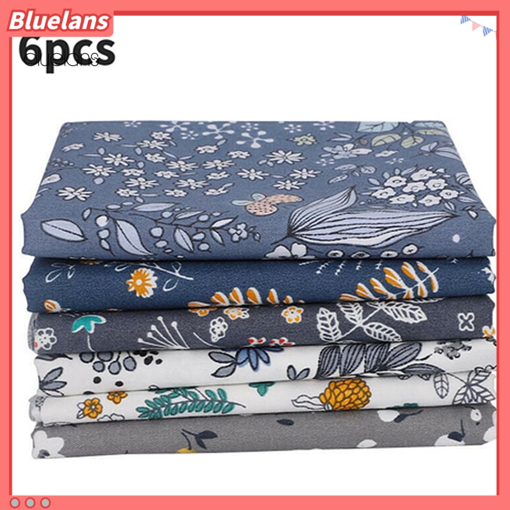 Bluelans 6 Peças De Tecidos De Algodão Com Estampa De Grama De Folhas Para Vestidos , Almofadas De Costura , Patchwork F
