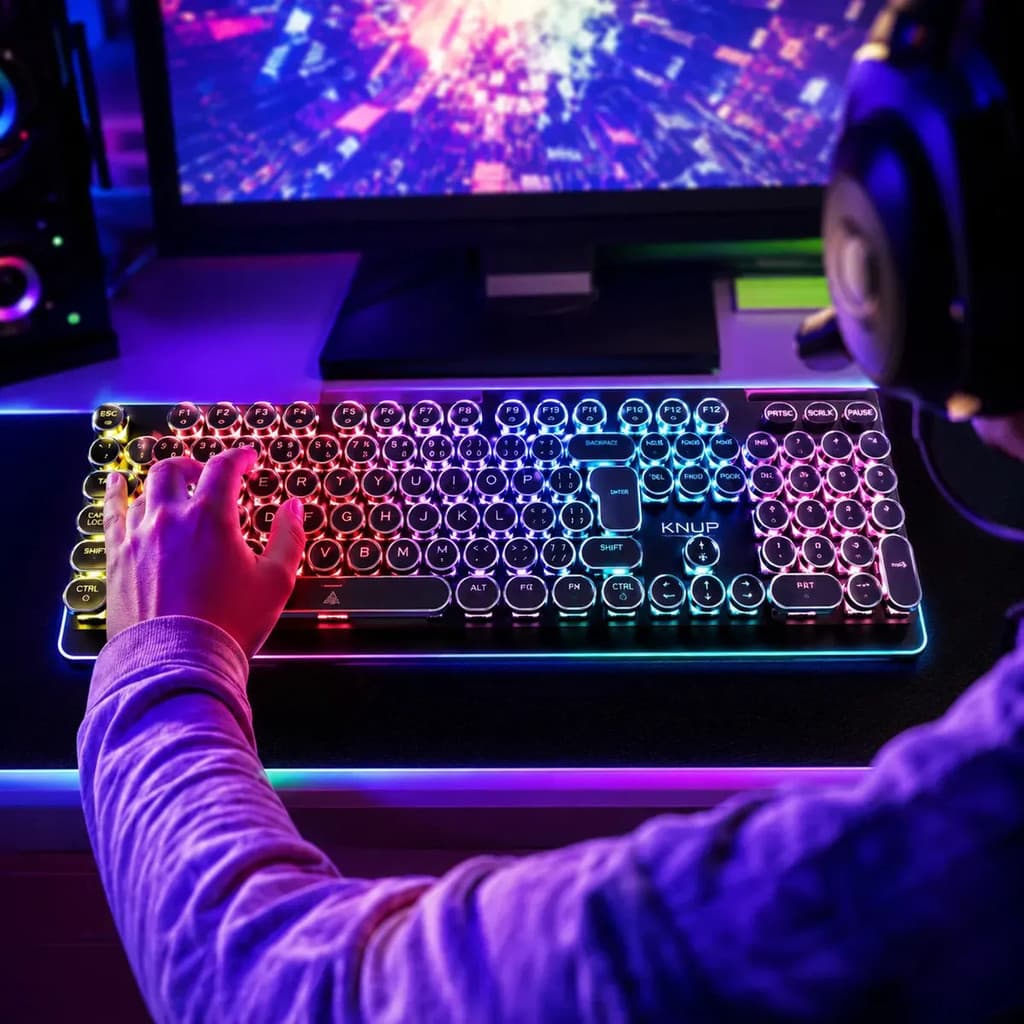 Teclado Mecânico Gamer Rainbow Switches Black Knup Abnt2 Cor De Teclado Preto Idioma Português Brasil Kp-te142g