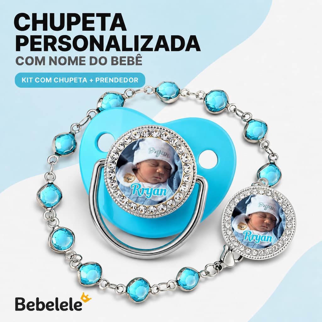 Chupeta para bebês com foto personalizada do bebê, chupeta de silicone sem BPA Y4XD