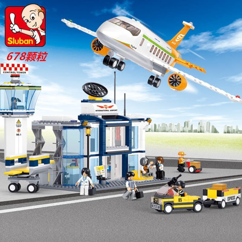 Brinquedo de montagem de blocos de Lego com 550 peças para montar um modelo de avião de passageiros e construção de aero