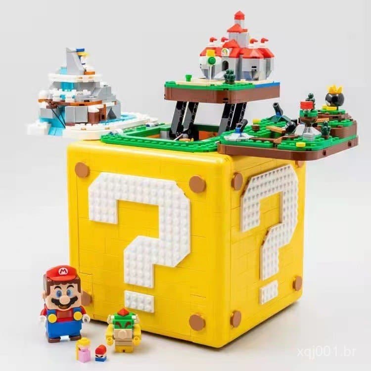 Modelo de Caixa de Ponto de Interrogação do Mario, Blocos de Montar Compatíveis com Lego do Super Mario, Brinquedo de Pr