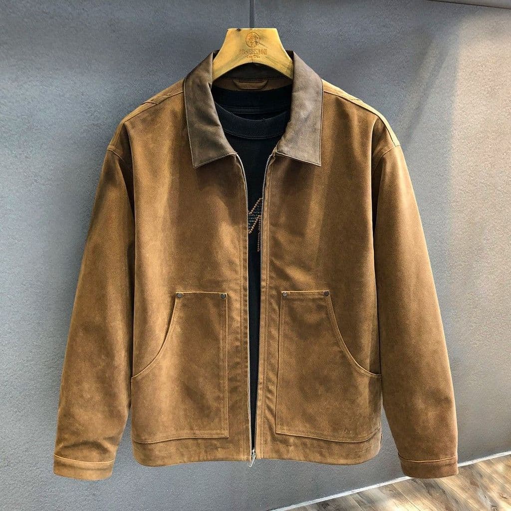 Estilo retro macacão masculino outono jaqueta casual jaqueta esportiva solta casual estilo retro macacão jaqueta costura