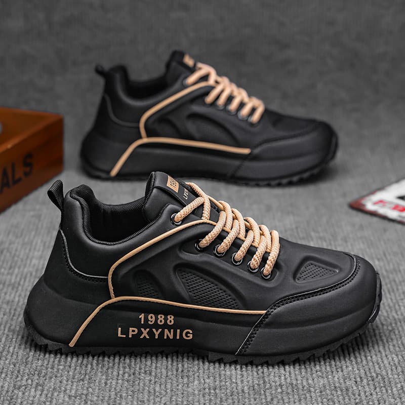 Tênis esportivos masculinos da moda, resistentes ao desgaste e antiderrapantes, tênis casuais pretos para corrida 4SBB