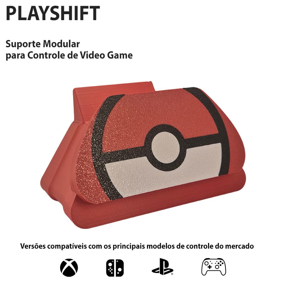 Suporte Controle VideoGame da PlayShift - Tema Pokebola (XBOX, PLAYSTATION PS5, PRO CONTROLLER e JOY-CON)