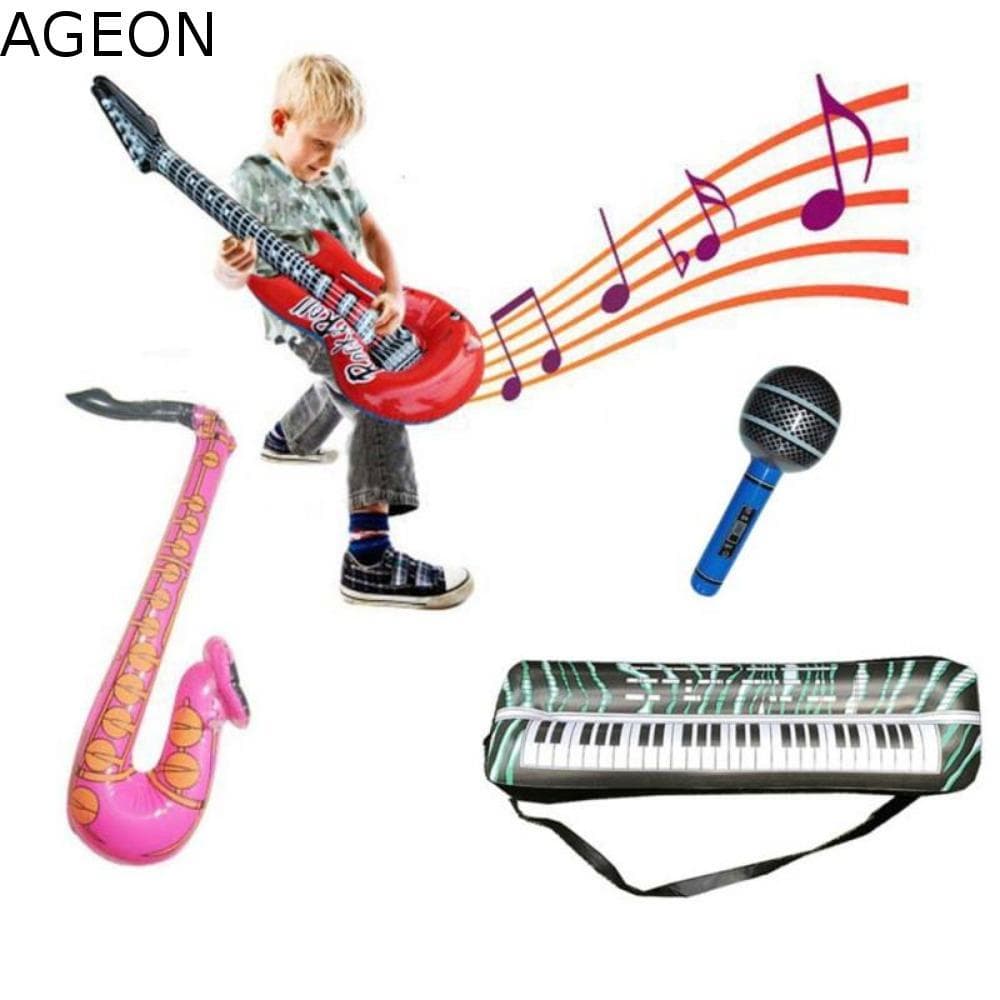 Instrumento Ukulele Brinquedos Infláveis De Guitarra Educativos Brinquedo Balão Bebê Aprendizagem Microfone Balões