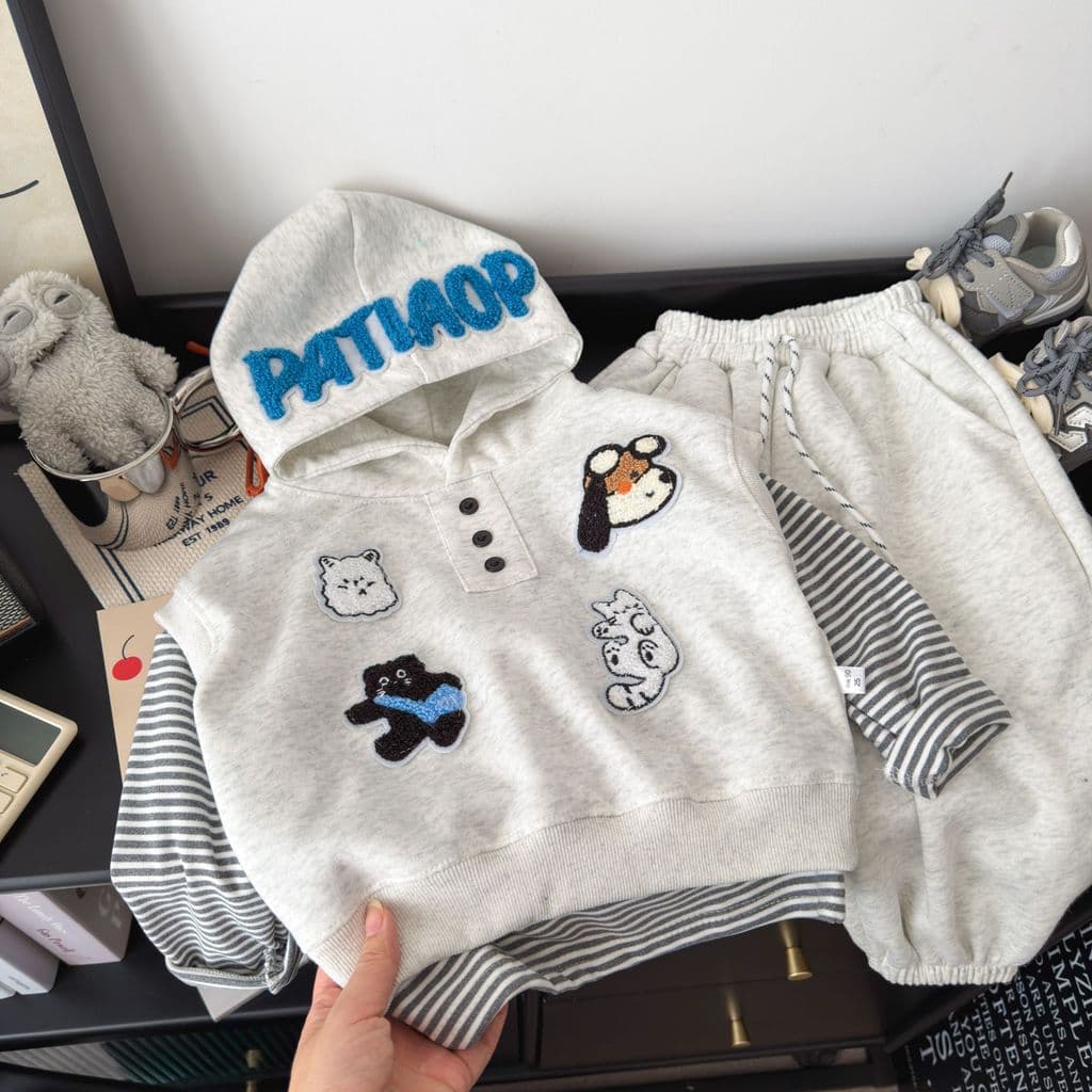 Crianças moletom Sweatpants conjunto de três peças primavera outono novo estilo conjunto moletom crianças versão coreana
