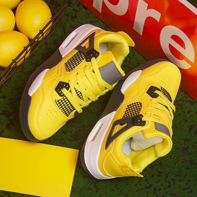 Sapatos de almofada de ar sapatos esportivos primavera All-Match amarelo tênis de sola grossa tênis de corrida sapatos e