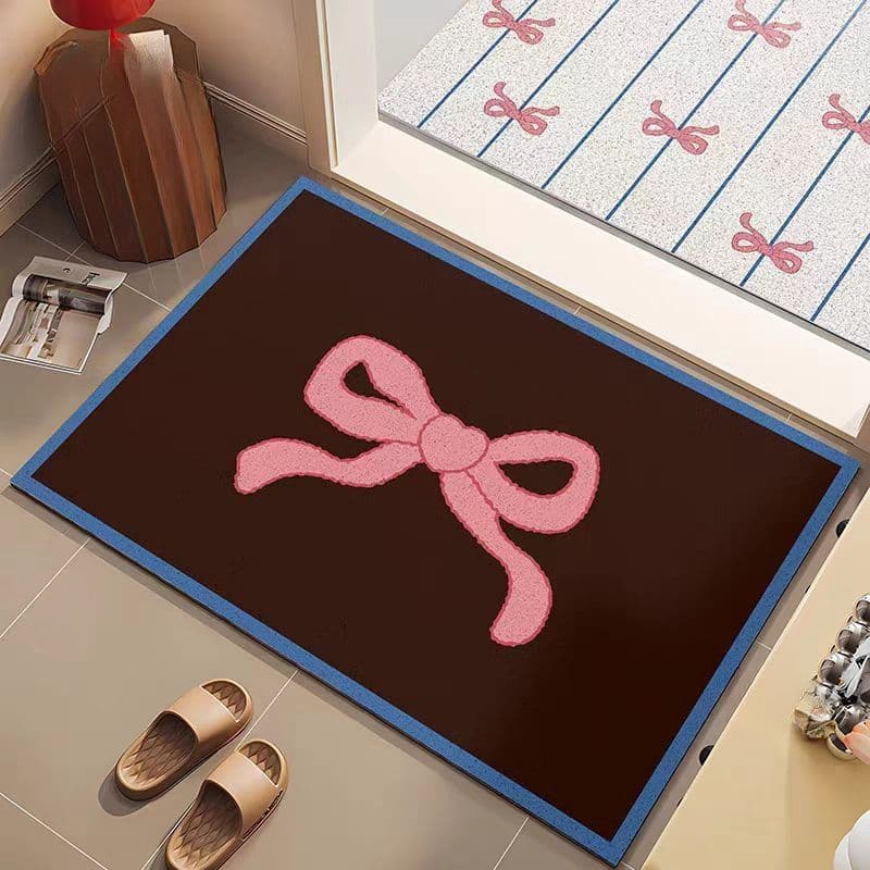 [Novo produto] ins estilo coreano Bowknot tapete quarto sala de estar decoração antiderrapante tapete de seda anel corte
