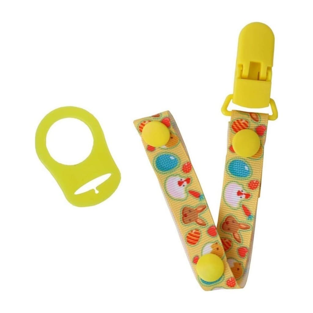 Prendedor de Chupeta para Bebê com Clips Amarelo