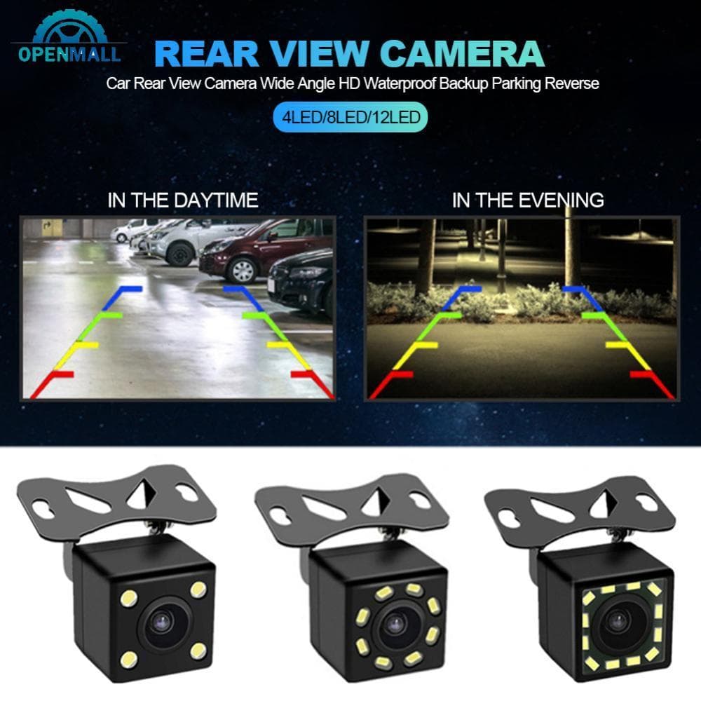 OPENMALL 4LED/8LED/12LED Câmera De Visão Traseira Do Carro Grande Angular HD À Prova Dwaterproof Água Backup Estacioname