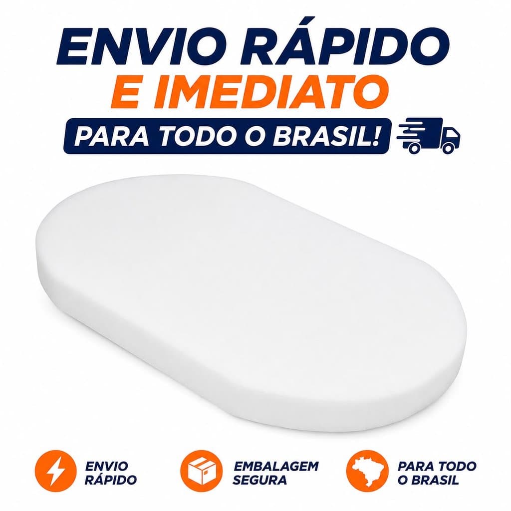 Colchão Oval Para Moisés Berço Carrinho Bebê 80x50