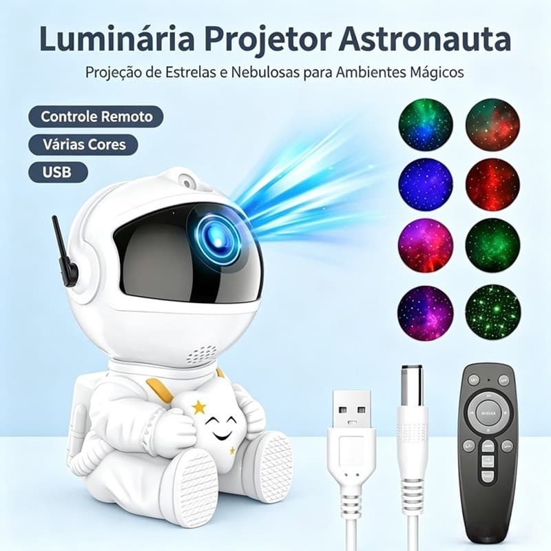 Mini Projetor De Luz Noturna Estrela De Astronauta Decoração Para Galáxia AIRER.BR