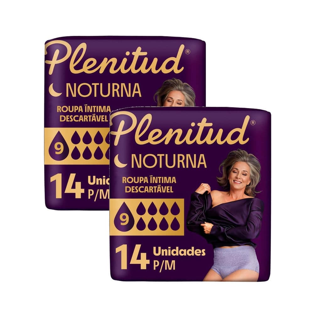 Kit 2 Roupa Íntima Plenitud Noturna Tamanho P/M 14 Unidades Descartáveis