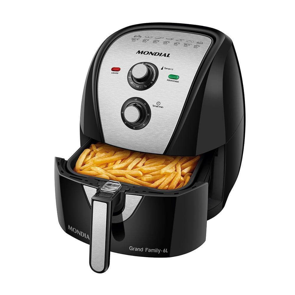 Fritadeira sem Óleo Air Fryer Mondial AFN-60-BI 6L 1900W Preto 220V