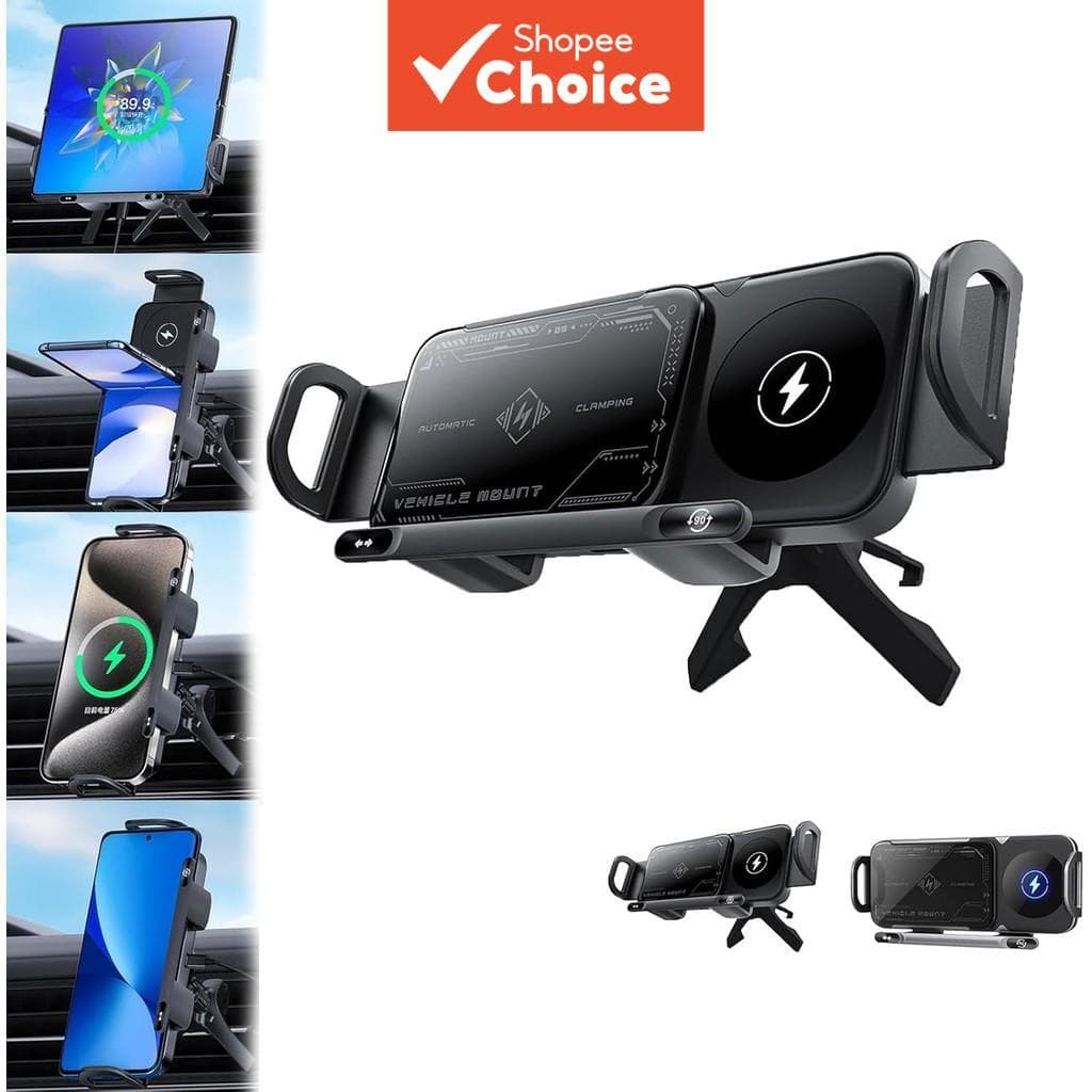 Suporte Carregador Veicular Sem Fio Tcyato 15W, Magnético, Rotação Automática, Air Cushion