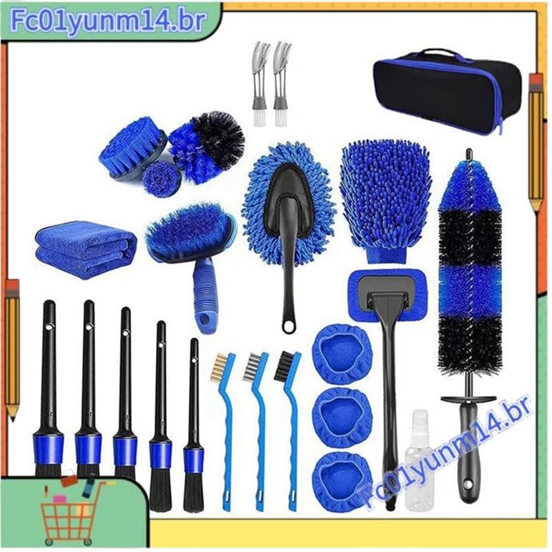 Conjunto De Escovas Para Detalhamento De Carro , Kit Profissional De Cuidados Com Carros