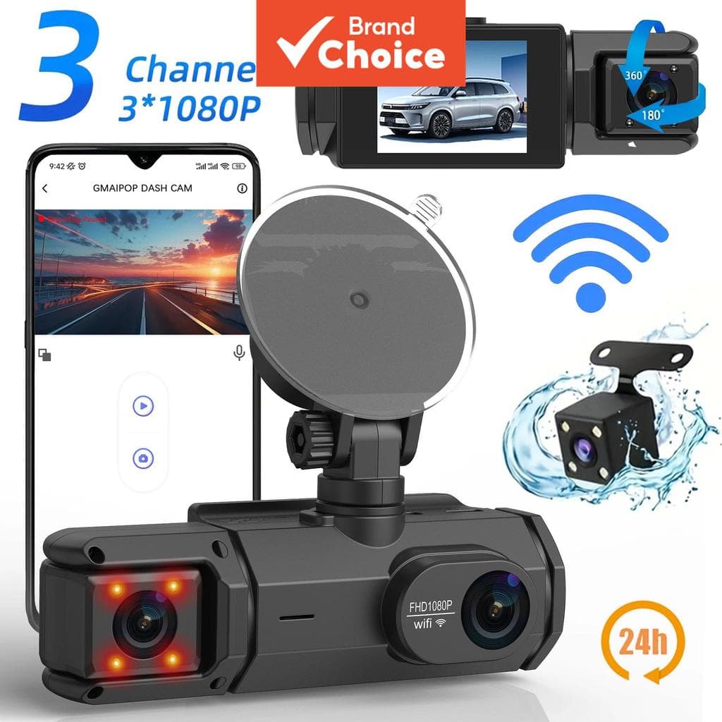 Carro 3 Câmeras 360 ° Kit De Estacionamento Dash Cam Dvr Frontal/Esquerda/Direita Com Visão Traseira 24h