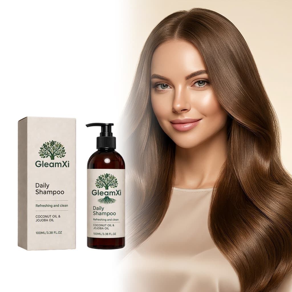Shampoo GleamXi - Suave e hidratante, deixa o cabelo macio, brilhante e volumoso, adequado para cuidados diários.