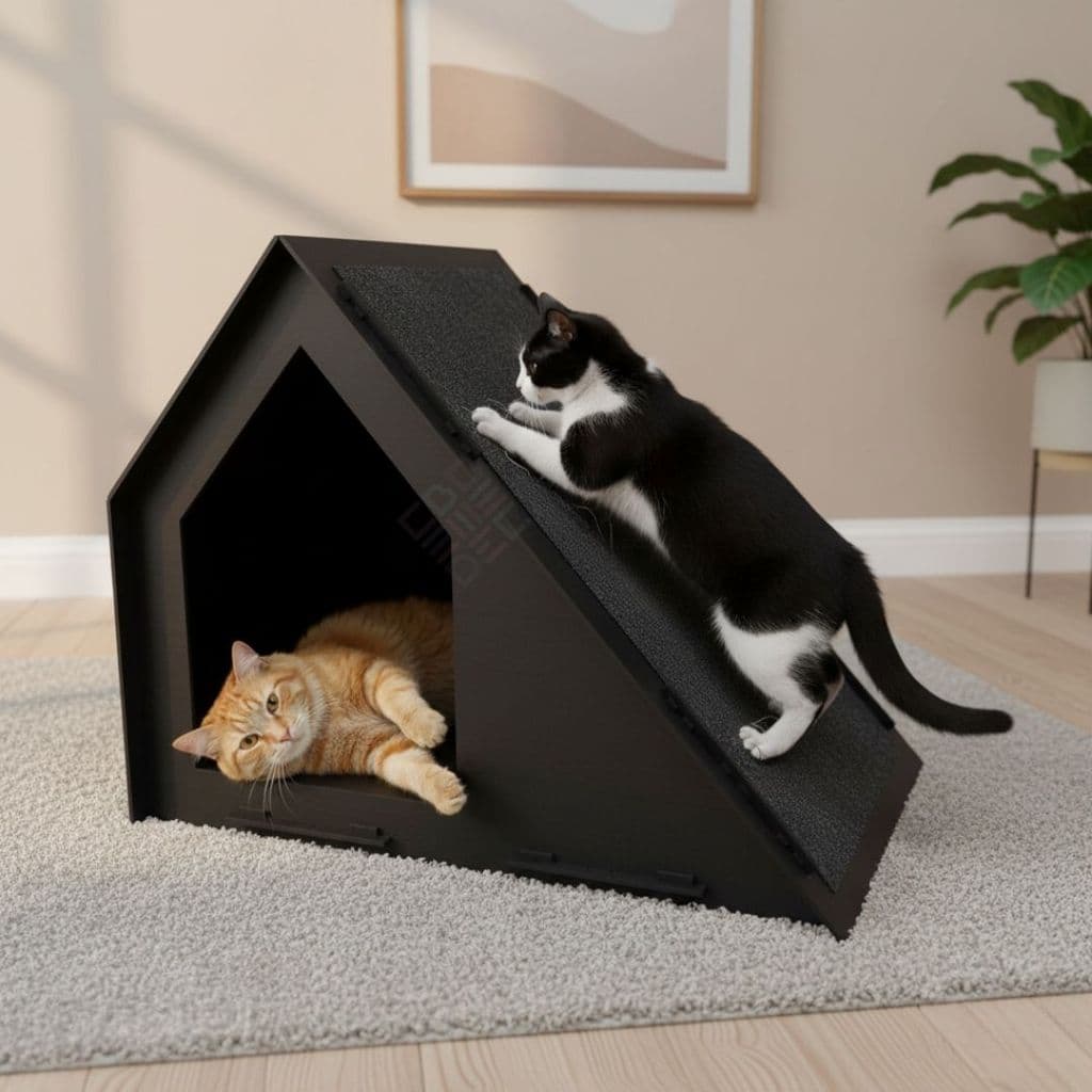Casinha Para Gato Toca Pet Com Cama Abrigo Confortável Arranhador Para Casa De Gatos Diversas Cores