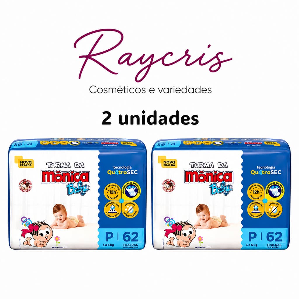 KIT 02 Pacotes Fralda Mega TURMA DA MÔNICA -  Escolha o tamanho
