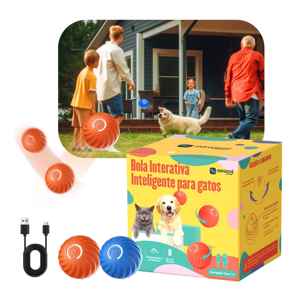 Bola Interativa Inteligente para Pets Recarregável Cachorros Brinquedo Automático para Cães e Gatos