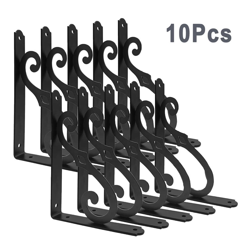 10 Pçs Suportes De Prateleira Decorativos Resistentes Fixado Na Parede Em Forma De L Suporte De Ângulo Preto Ferro Triân