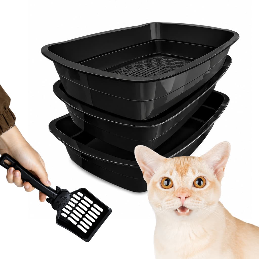 Kit Caixa de Areia Sanitária Bandeja + Pá Pazinha Higiênica Gato Com Peneira Para Gatos