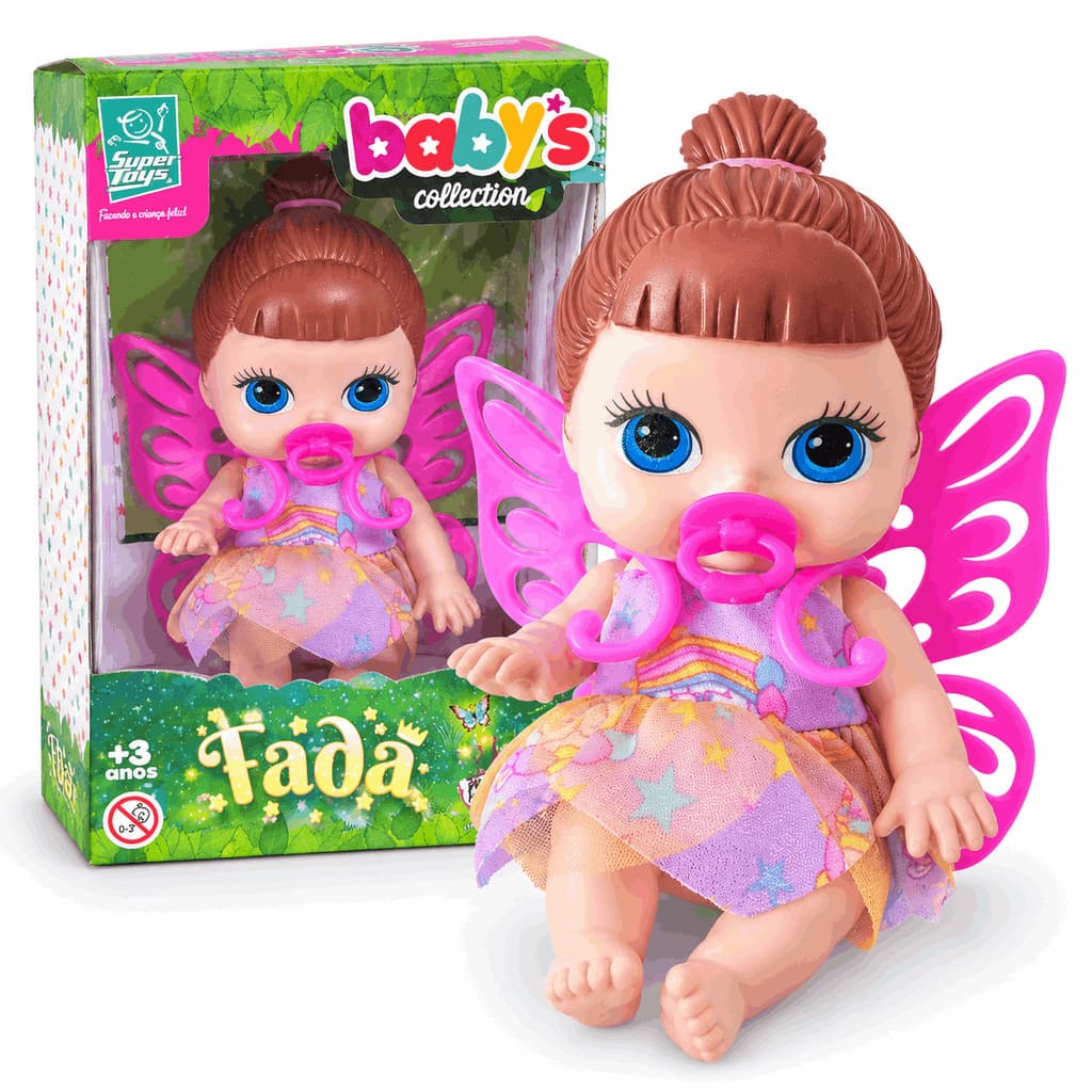 Boneca Mini Fada Morena Articulada Com Asas Babys Collection Alive Super Toys Virtual Baby