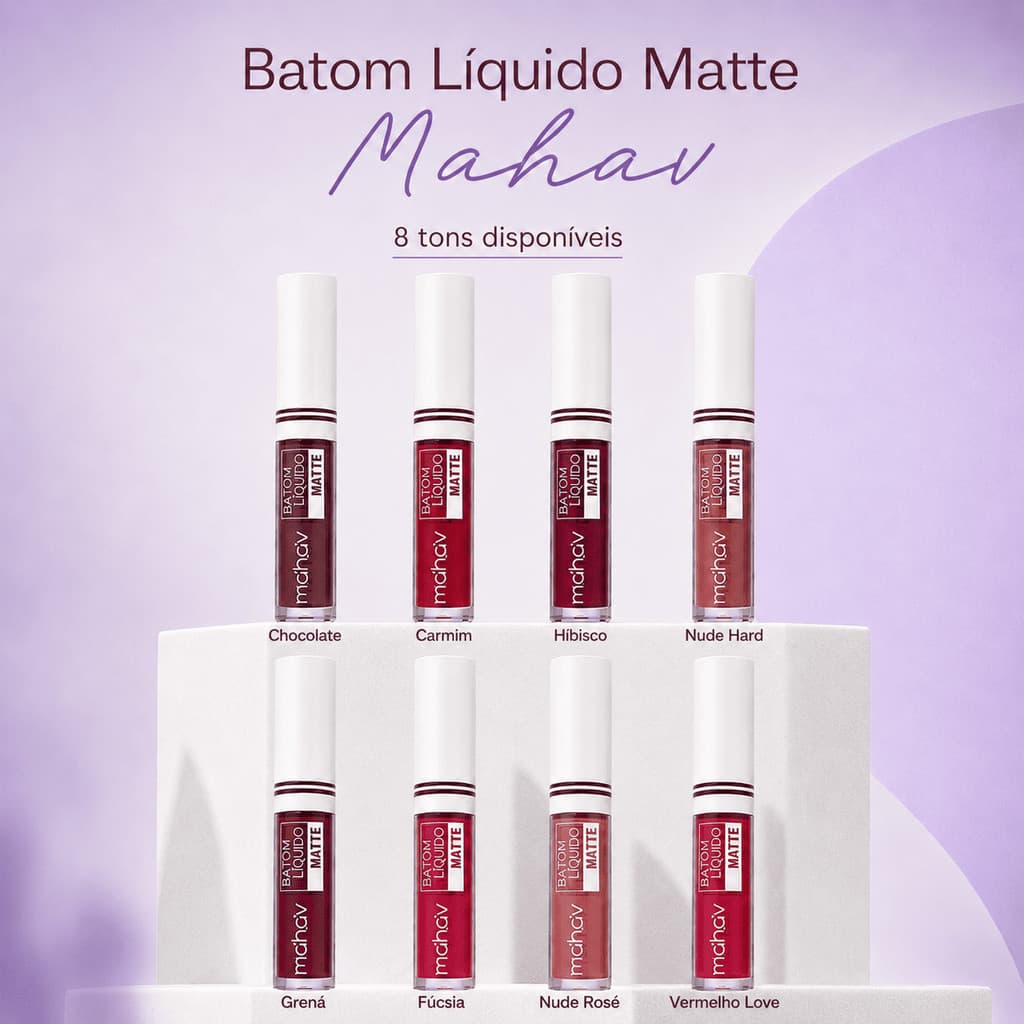 Batom Líquido Matte Mahav 4 ml Pigmentado Fosco