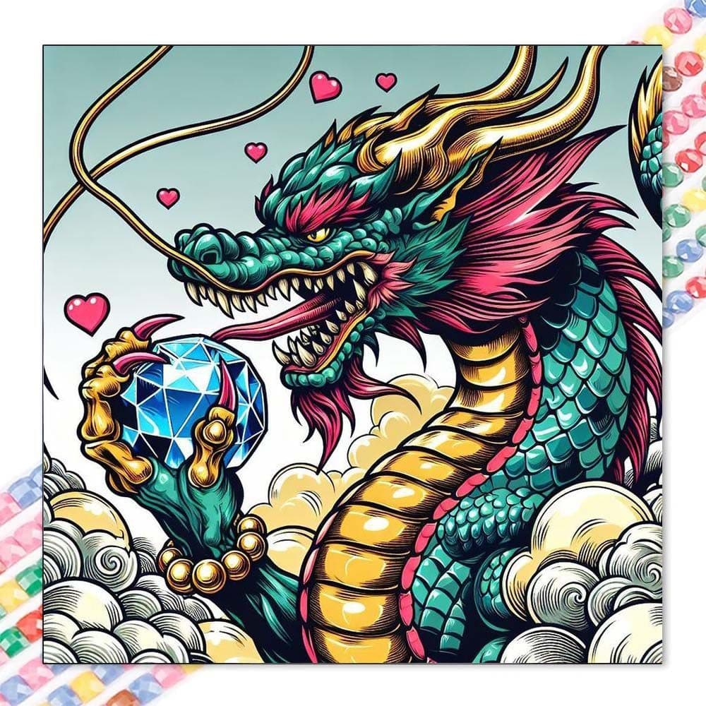 5D diy diamante completo redondo pintura diamante-Kit de pintura diamante dragão voador, Gem mosaico lona diy arte da pa