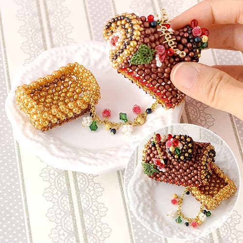 Mão frisada importada tho arroz contas Material pacote Chocolate café bolo rolo rota japonesa Tutorial