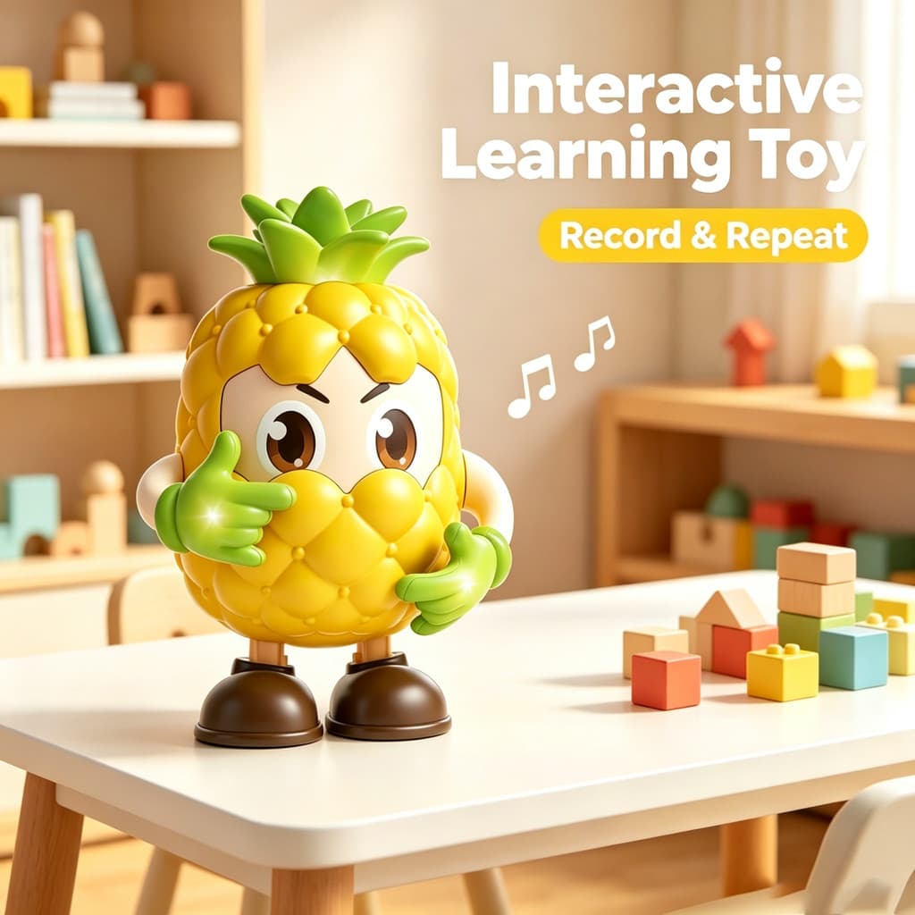 Brinquedos dançantes de abacaxi, brinquedos eletrônicos com função de gravação de voz, brinquedos educativos infantis.