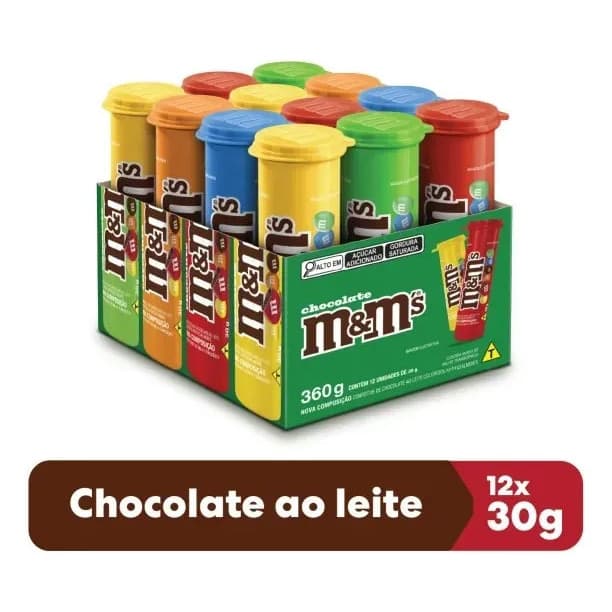 Kit 12 M&M’s De Chocolate 30g Importado Luxo Caixa Para Compartilhar, Presentear E Saborear