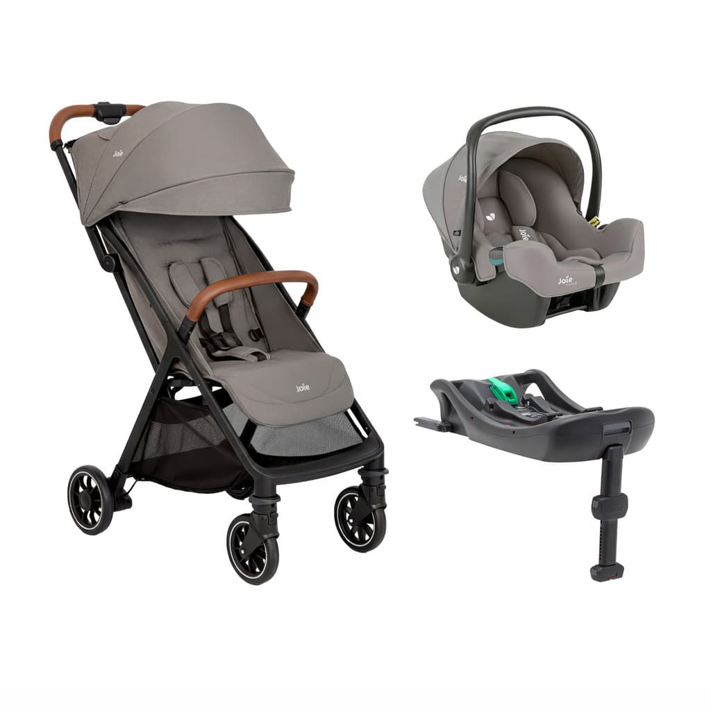 Carrinho De Bebê Joie Pact Pro Cinza Pebble + Bebê Conforto + Base
